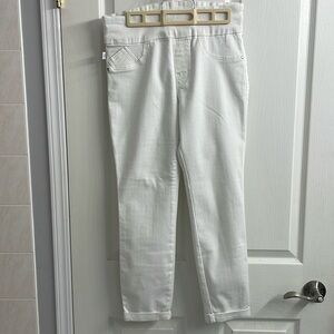 Rock & Republic White Jeans Wide Waist Band Pockets Pull On Style Size 10